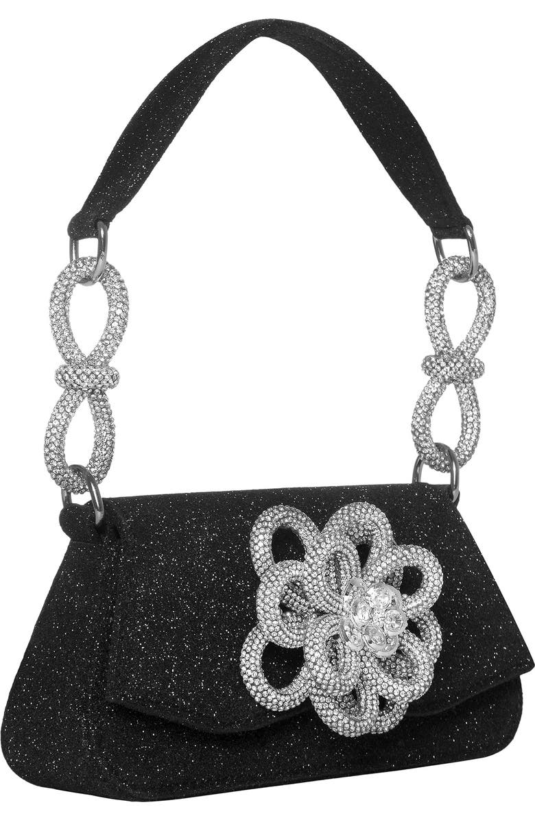 Mach & Mach Medium Carrie Crystal Flower Glitter Shoulder Bag, Alternate, color,