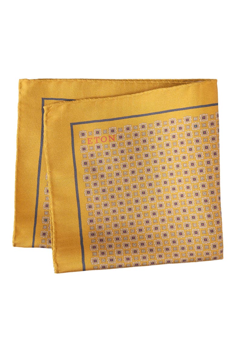 Geometric Silk Pocket Square, Main, color, LIGHT YELLOW