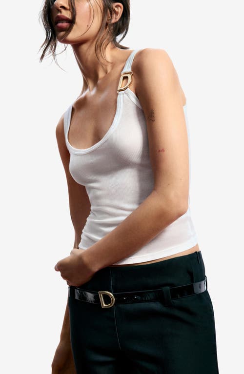Desigual Hardware Rib Tank In White