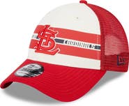 New Era Men's New Era White/Red St. Louis Cardinals Team Stripe Trucker 9FORTY Snapback Hat