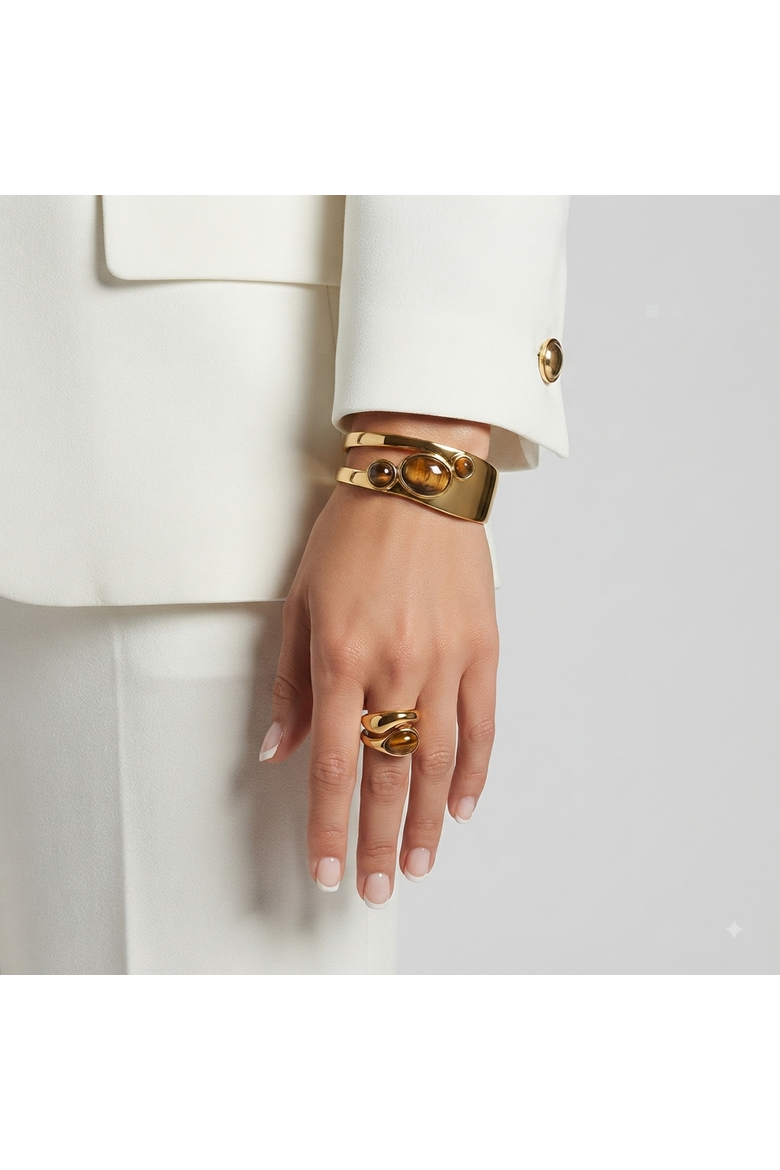 Talia 3 Stone Cuff Bracelet, Alternate, color, Gold with White Stone Detail