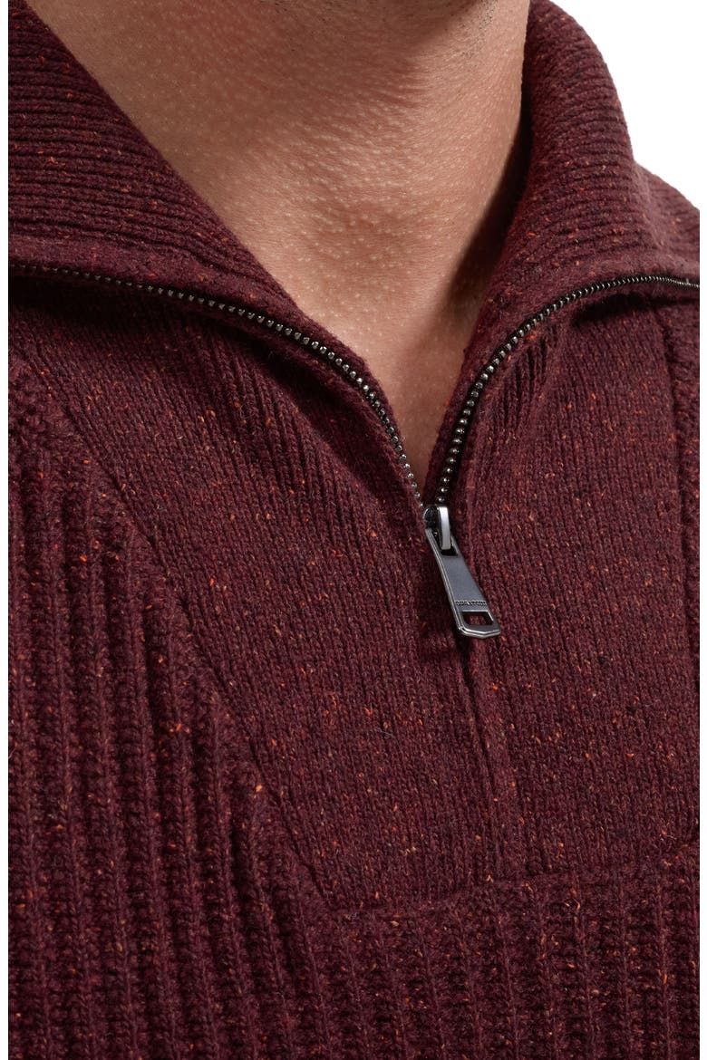 Rib Quarter Zip Sweater, Alternate, color, BURGUNDY