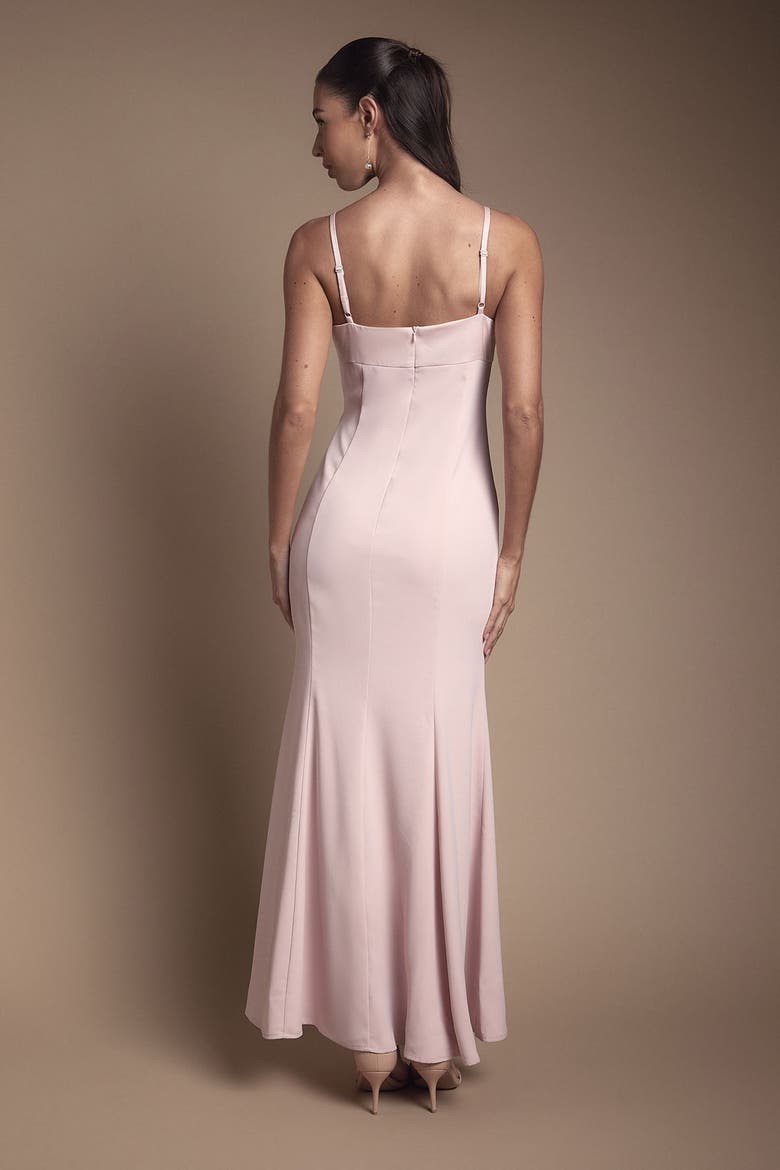 Strappy V-Neck Satin Maxi Dress, Alternate, color, Blush