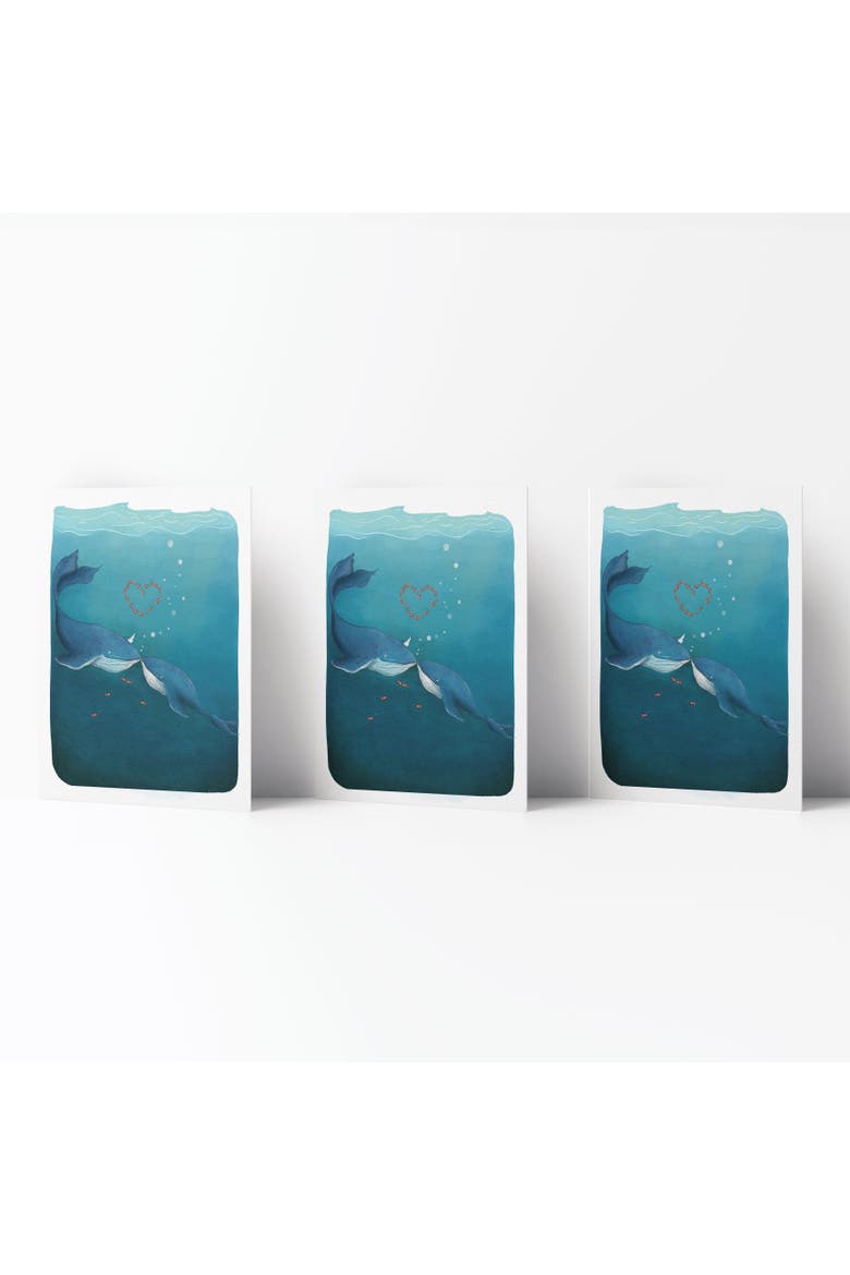 Love/Friendship Greeting Card Pack (3ct) "Whale in Love", Main, color, Multi-Pack