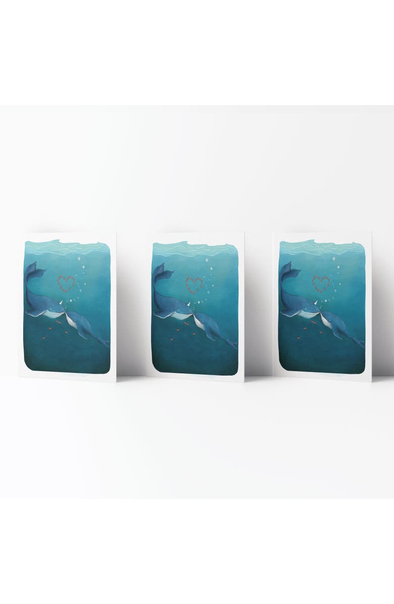 Ramus & Co Love/Friendship Greeting Card Pack (3ct) "Whale in Love", Main, color, Multi-Pack