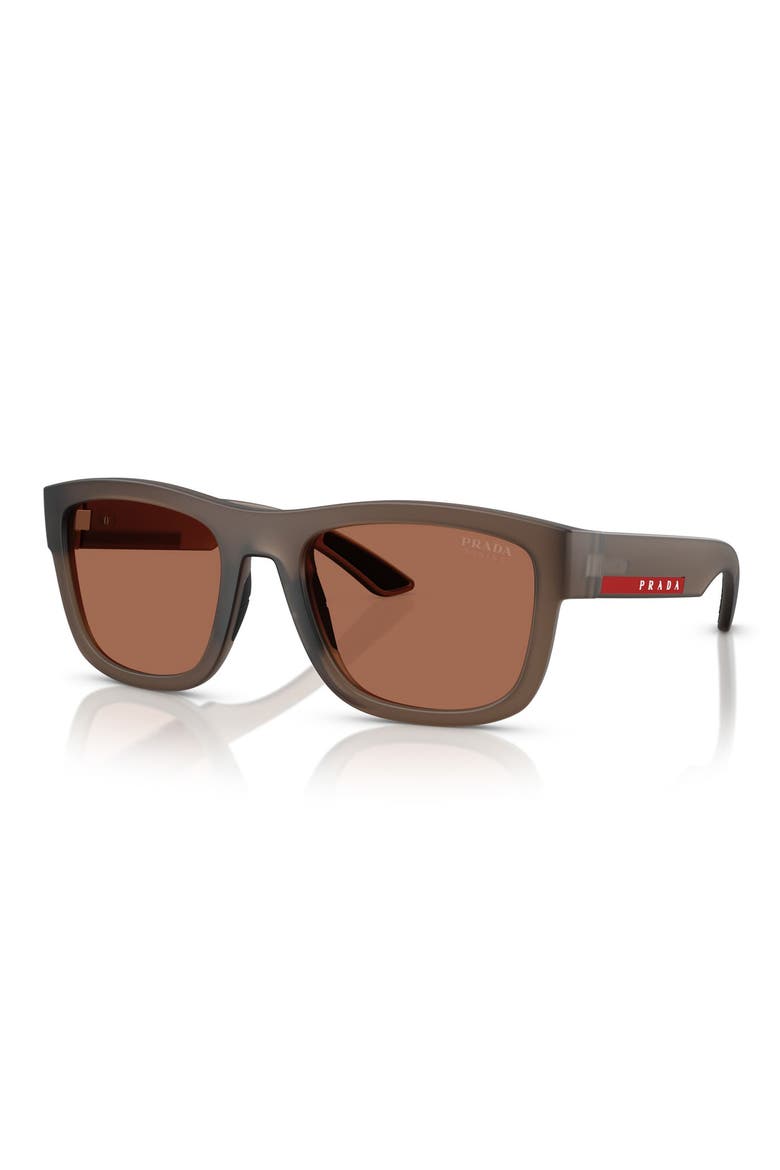 56mm Pillow Sunglasses, Alternate, color, TRANSPARENT BROWN / BROWN