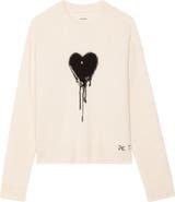 Zadig & Voltaire Markuz Embellished Heart Appliqué Cashmere Crewneck Sweater