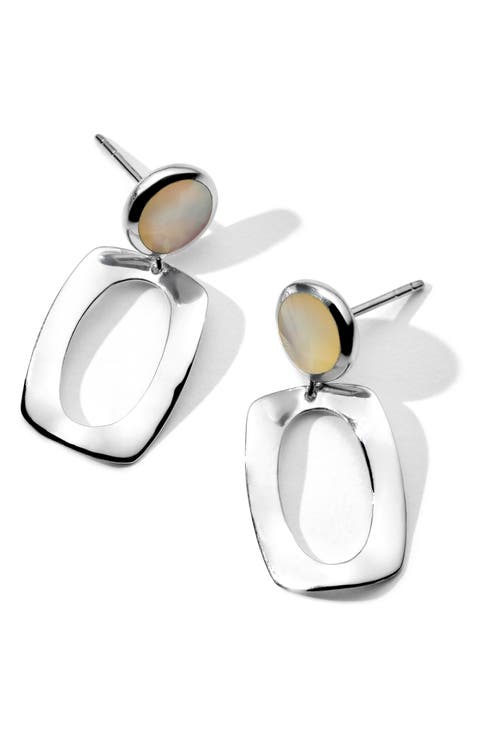 Polished Rock Candy Small Dot & Frame Sterling Silver Drop Earrings