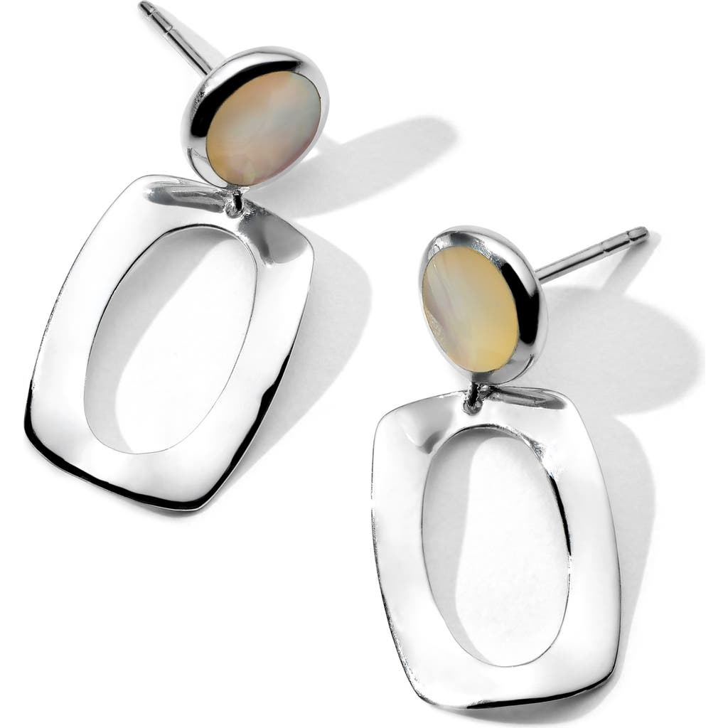 Ippolita Polished Rock Candy Small Dot & Frame Sterling Silver Drop Earrings In Silver/mother Of Pearl