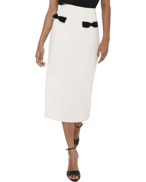 Mint Velvet Boucle Bow Midi Skirt In White