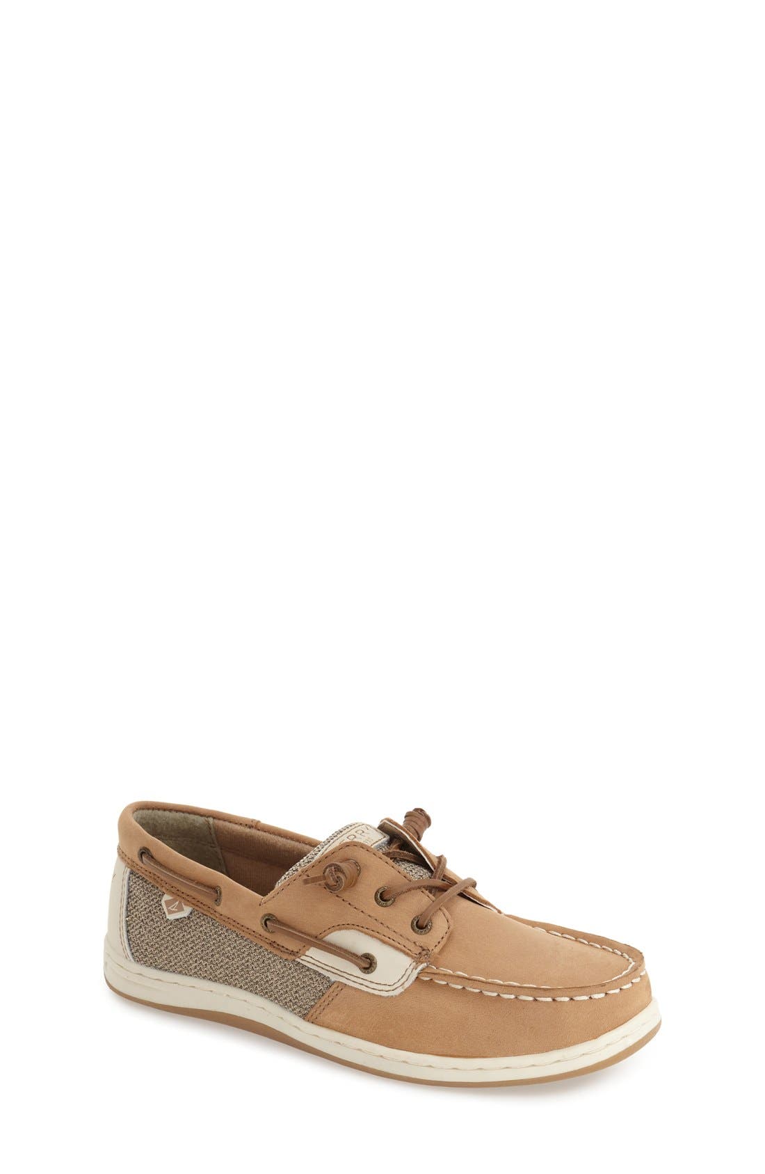 Sperry Kids 'Songfish' Boat Shoe, Main, color, LINEN/ OAT LEATHER