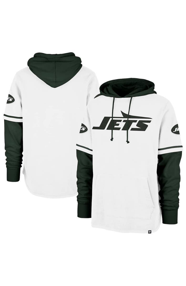 '47 Men's '47 White New York Jets Trifecta Shortstop Pullover Hoodie, Main, color, White
