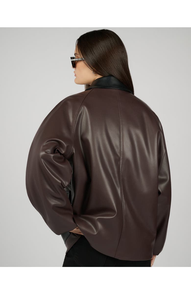 WeWoreWhat Cocoon Leather Jacket, Alternate, color, Dark Brwn/Blak