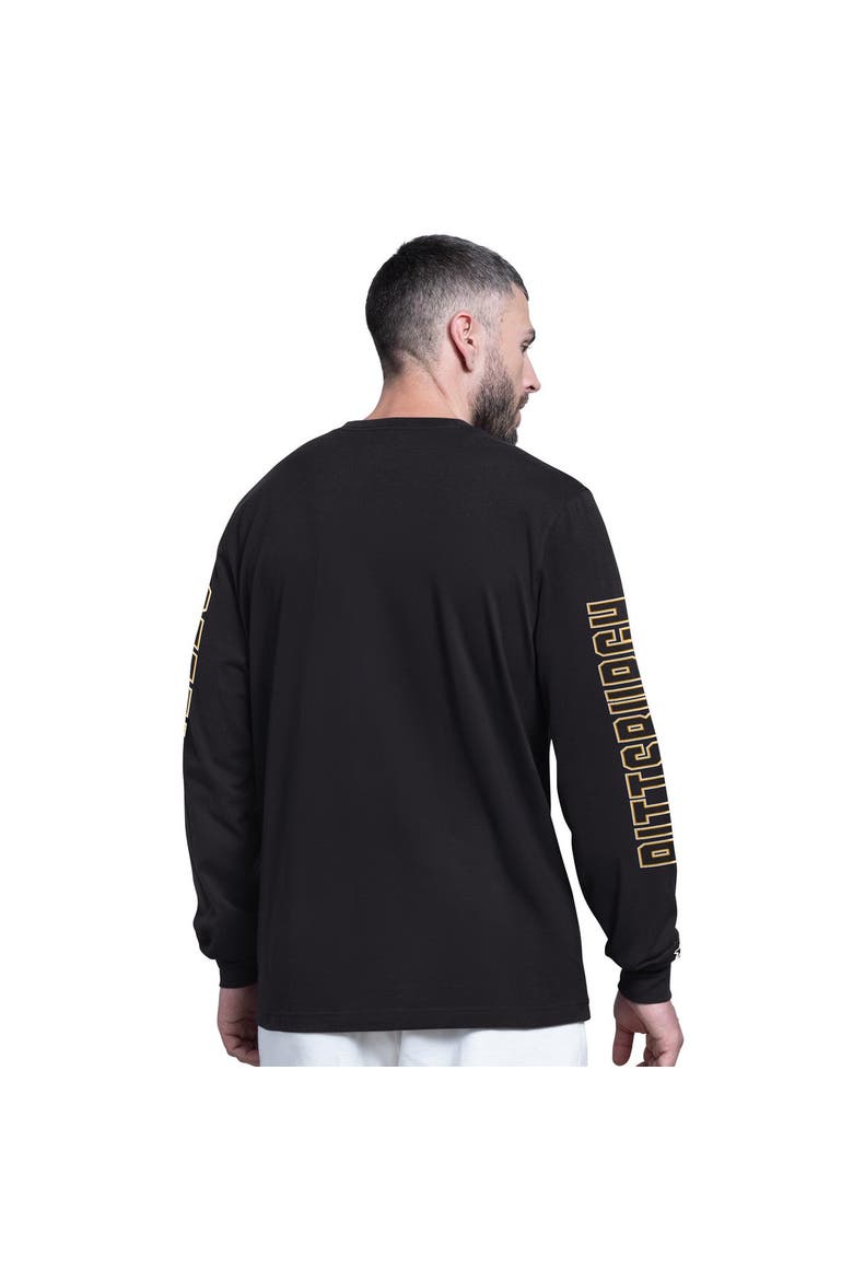Men's Starter Black Pittsburgh Steelers Clutch Hit II Long-Sleeve T-Shirt, Alternate, color, Black