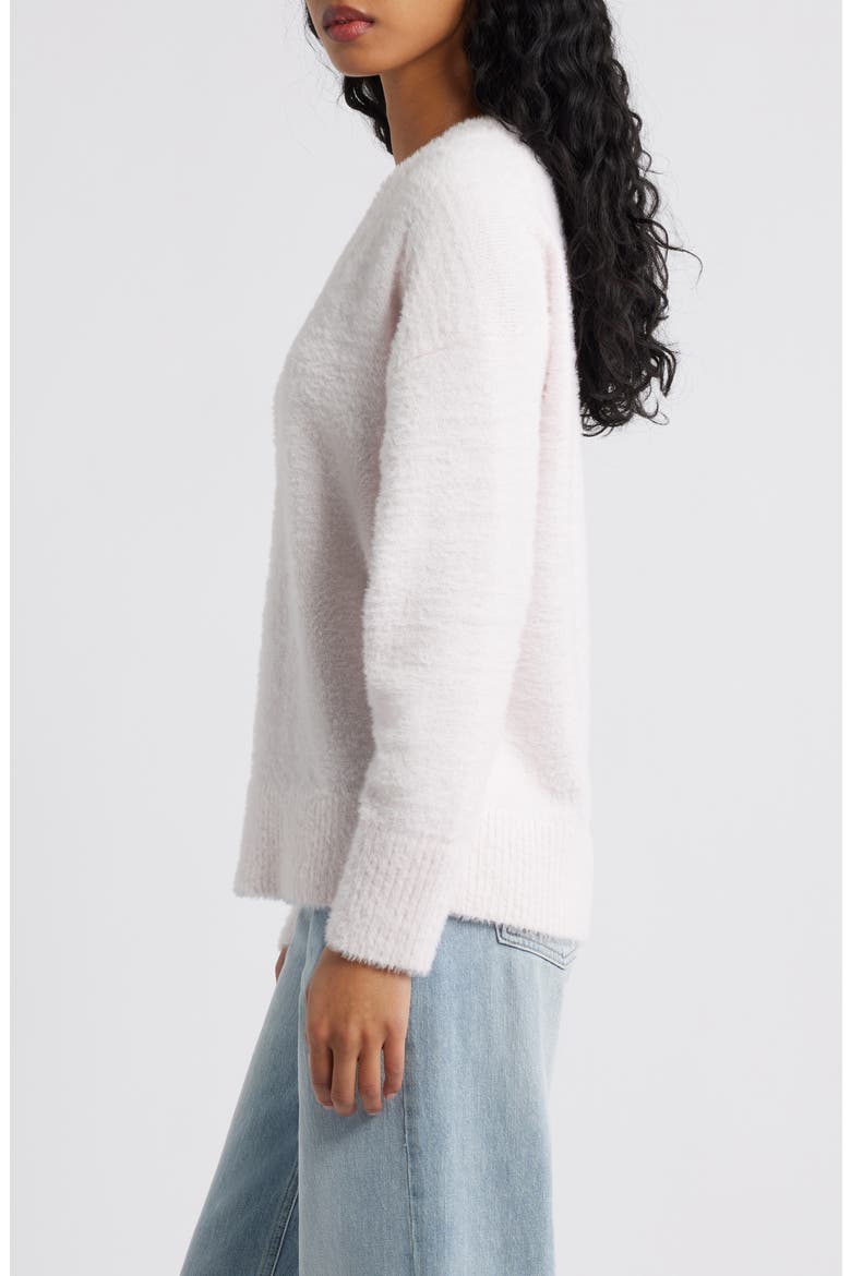 Fuzzy V-Neck Sweater, Alternate, color, PINK PRIMROSE