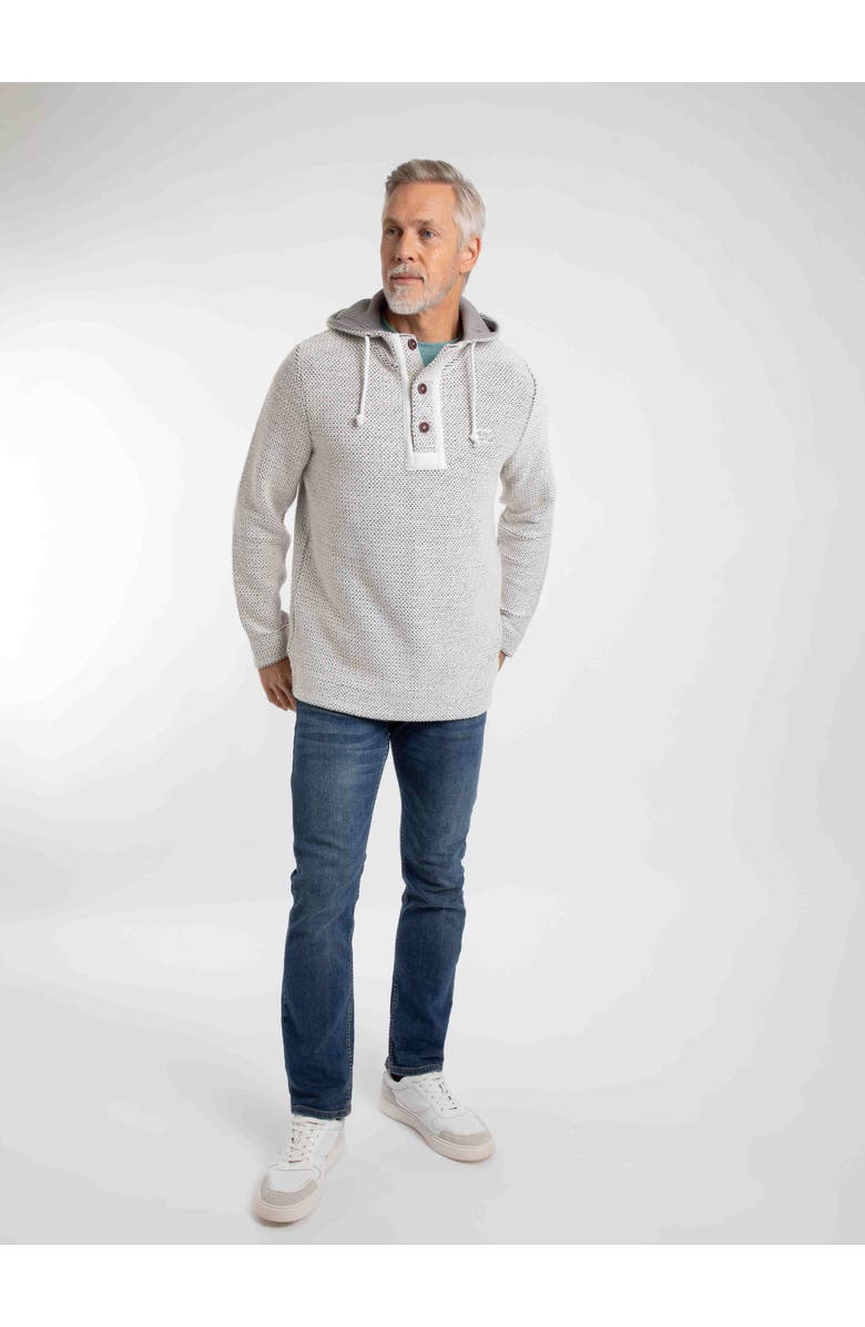 Weird Fish Bakersfield Button Neck Hooded Fleece, Alternate, color, Ecru