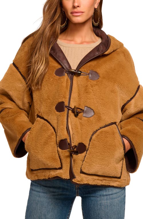 Ramy Brook Lucy Reversible Faux Shearling Hooded Jacket In Brown