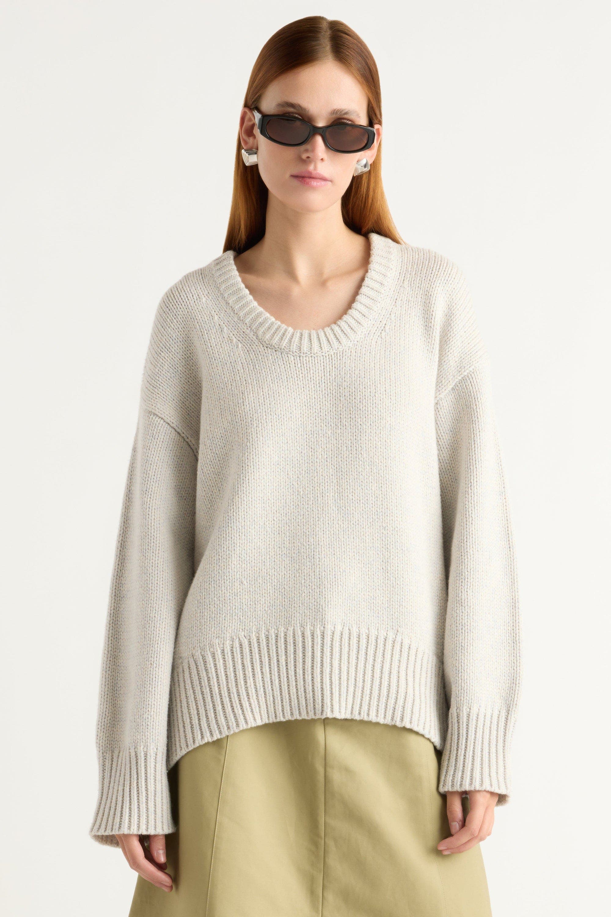 Modern Citizen Archie Deep U-Neck Sweater in Nimbus 