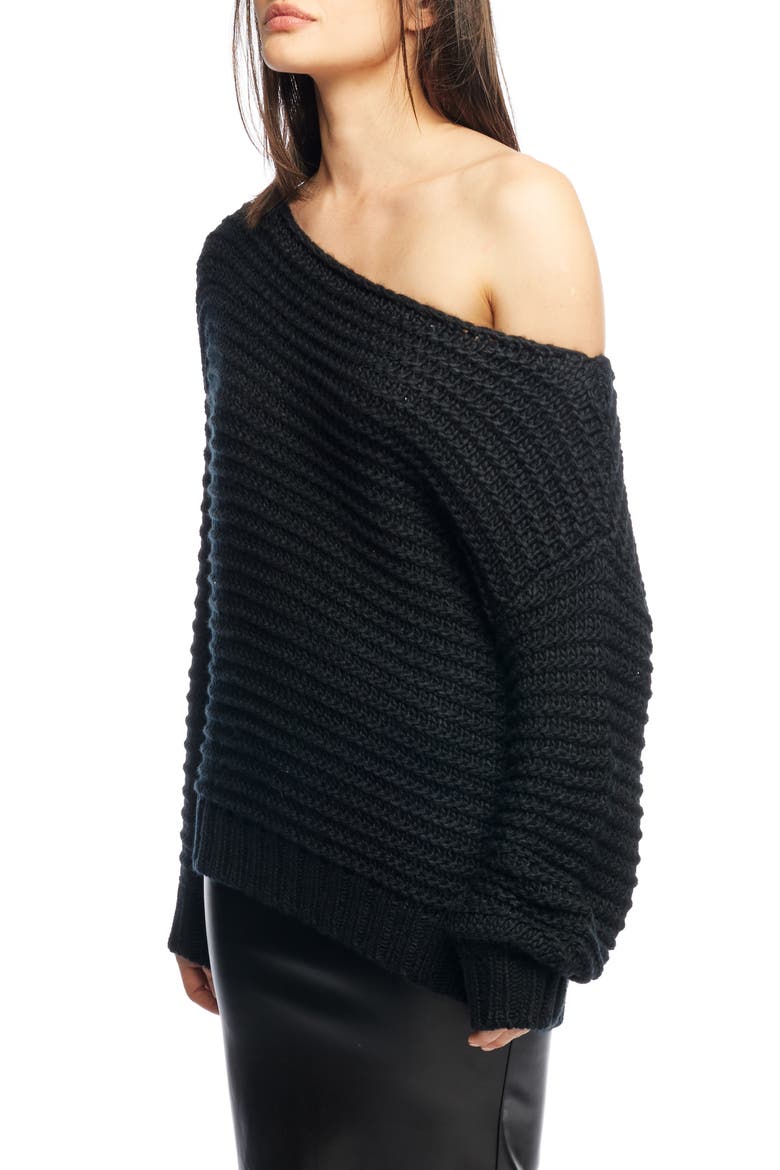 Blair Off Shoulder Sweater, Alternate, color, BLACK