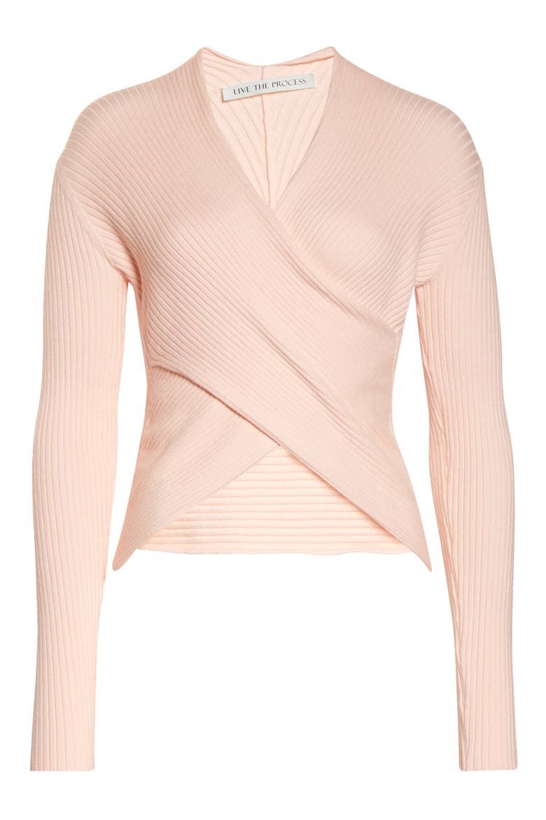 V-Wrap Knit Top, Alternate, color, PINK SALT