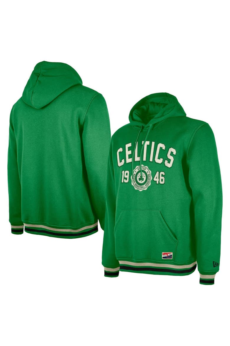 Men's New Era Kelly Green Boston Celtics Throwback Vintage Pullover Hoodie, Main, color, Kelly Green