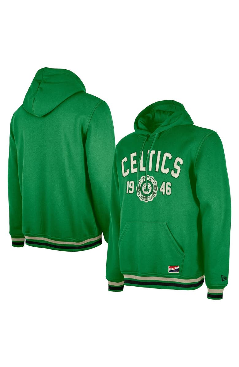 New Era Men's New Era Kelly Green Boston Celtics Throwback Vintage Pullover Hoodie, Main, color, Kelly Green