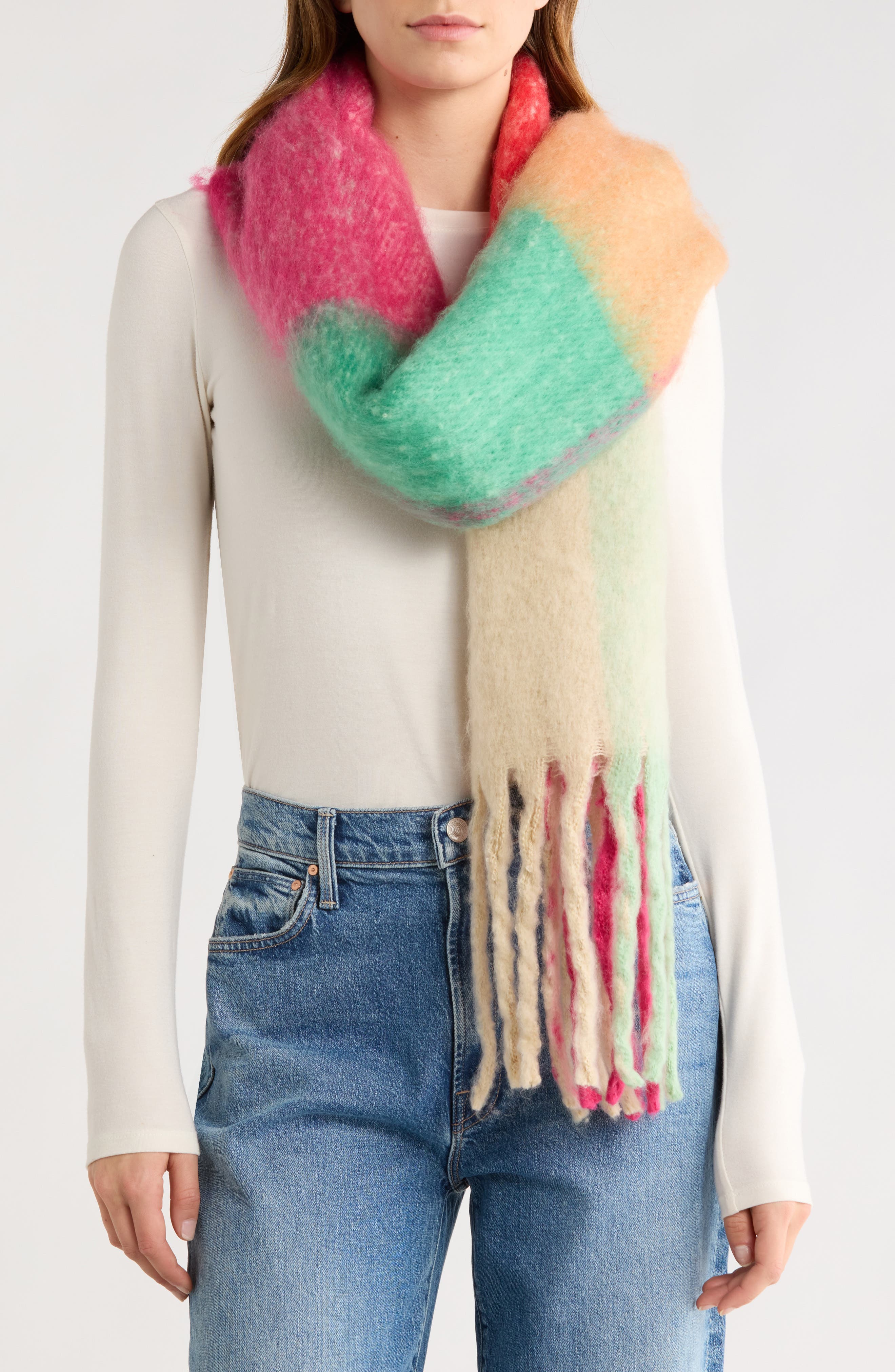 SAVE THE OCEAN Plaid Recycled Polyester Scarf