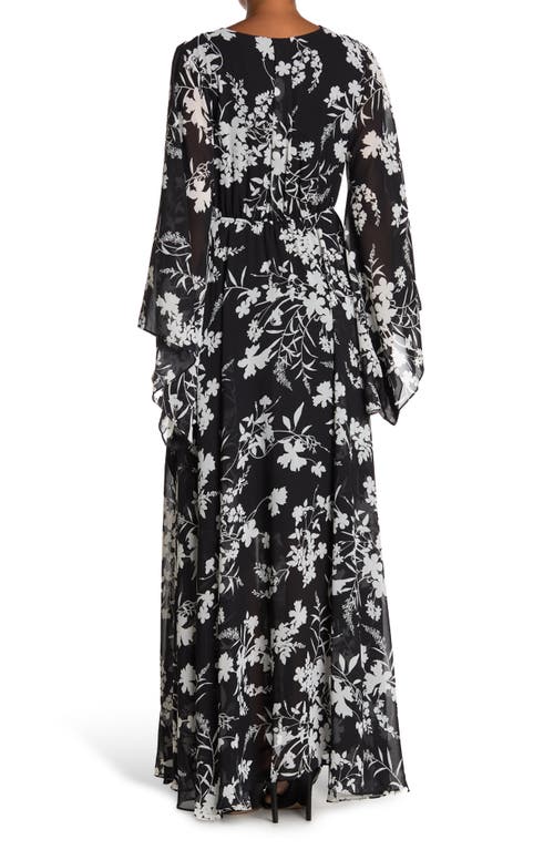 Meghan La Sunset Long Sleeve Maxi Dress In Black