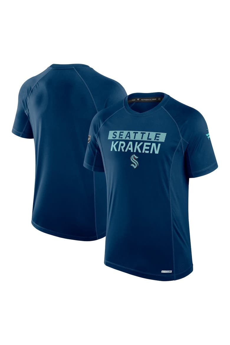 Men's Fanatics Deep Sea Blue Seattle Kraken Authentic Pro Rink Tech T-Shirt, Main, color, Navy