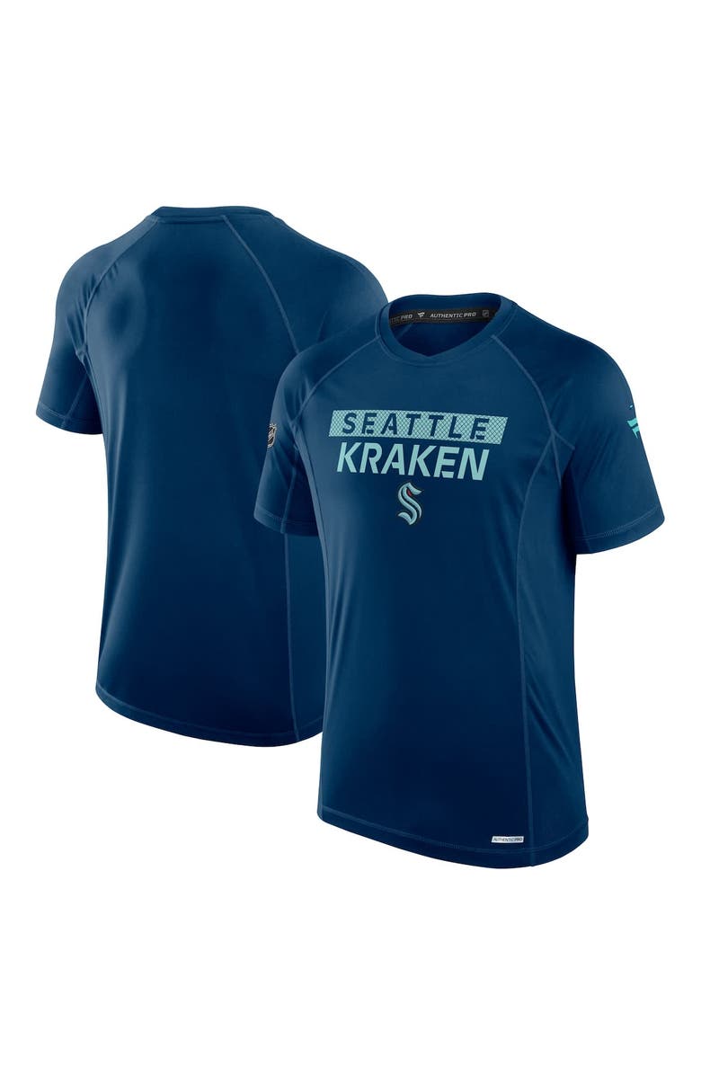 FANATICS Men's Fanatics Deep Sea Blue Seattle Kraken Authentic Pro Rink Tech T-Shirt, Main, color, Navy