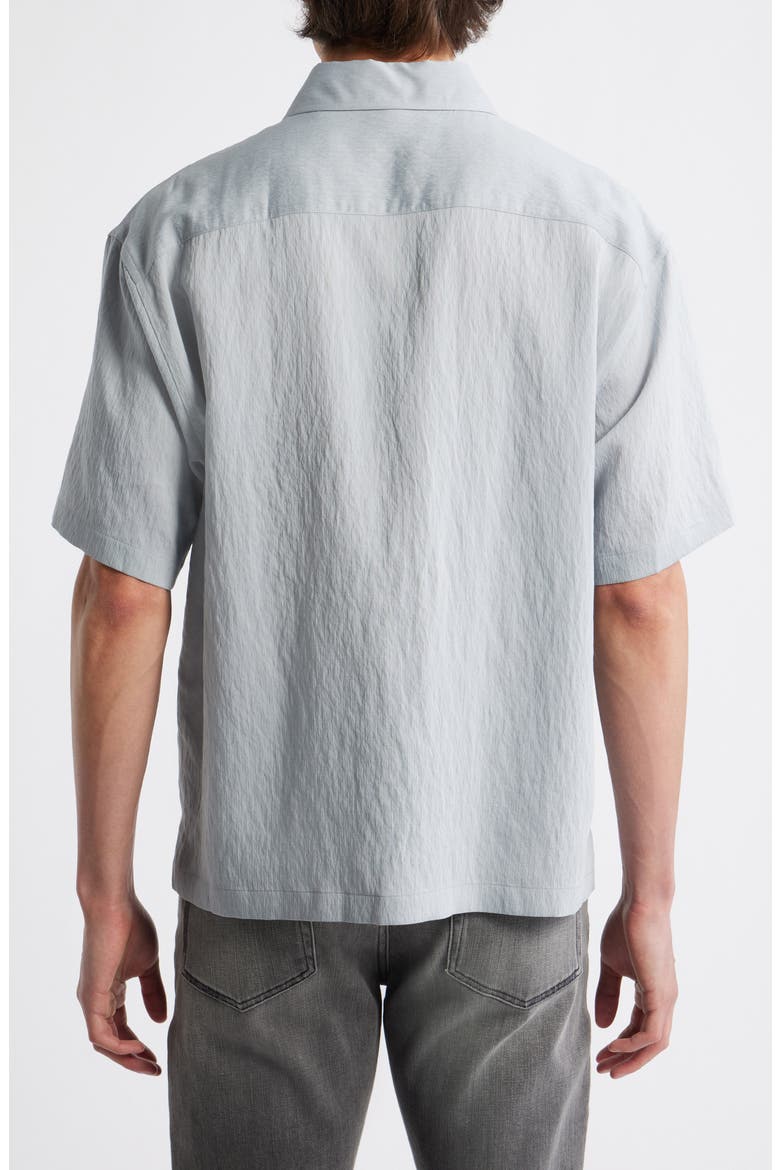 Textured Stripe Short Sleeve Button-Up Shirt, Alternate, color, BLUE GREY STRIPE