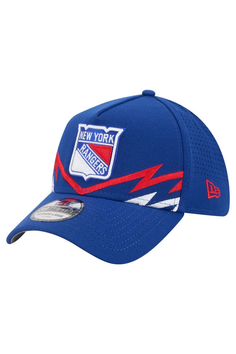 Men's New Era Blue New York Rangers 39THIRTY A-Frame Perforated Flex Hat, Main, color, Blue