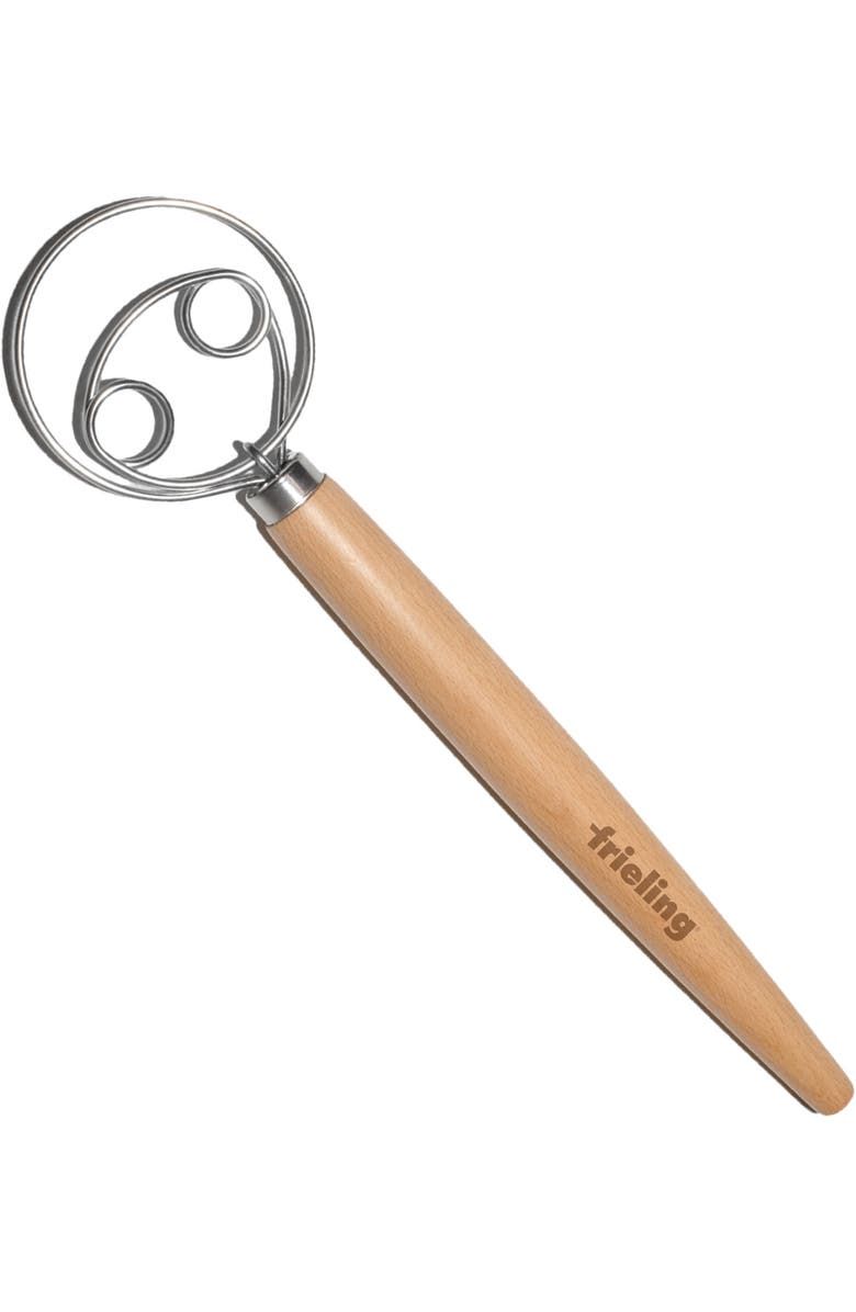 FRIELING Wood and Stainless Batter and Dough Whisk for Mixing Bread Dough, 13-Inch, Natural, Main, color,