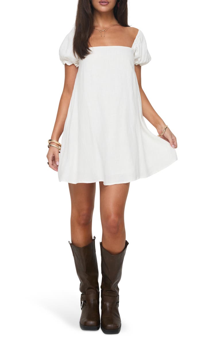 Princess Polly Puff Sleeve Linen Blend Minidress, Main, color, 