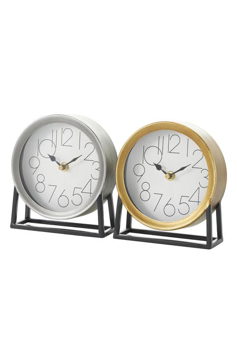 Set of 2 Round Desk Clocks