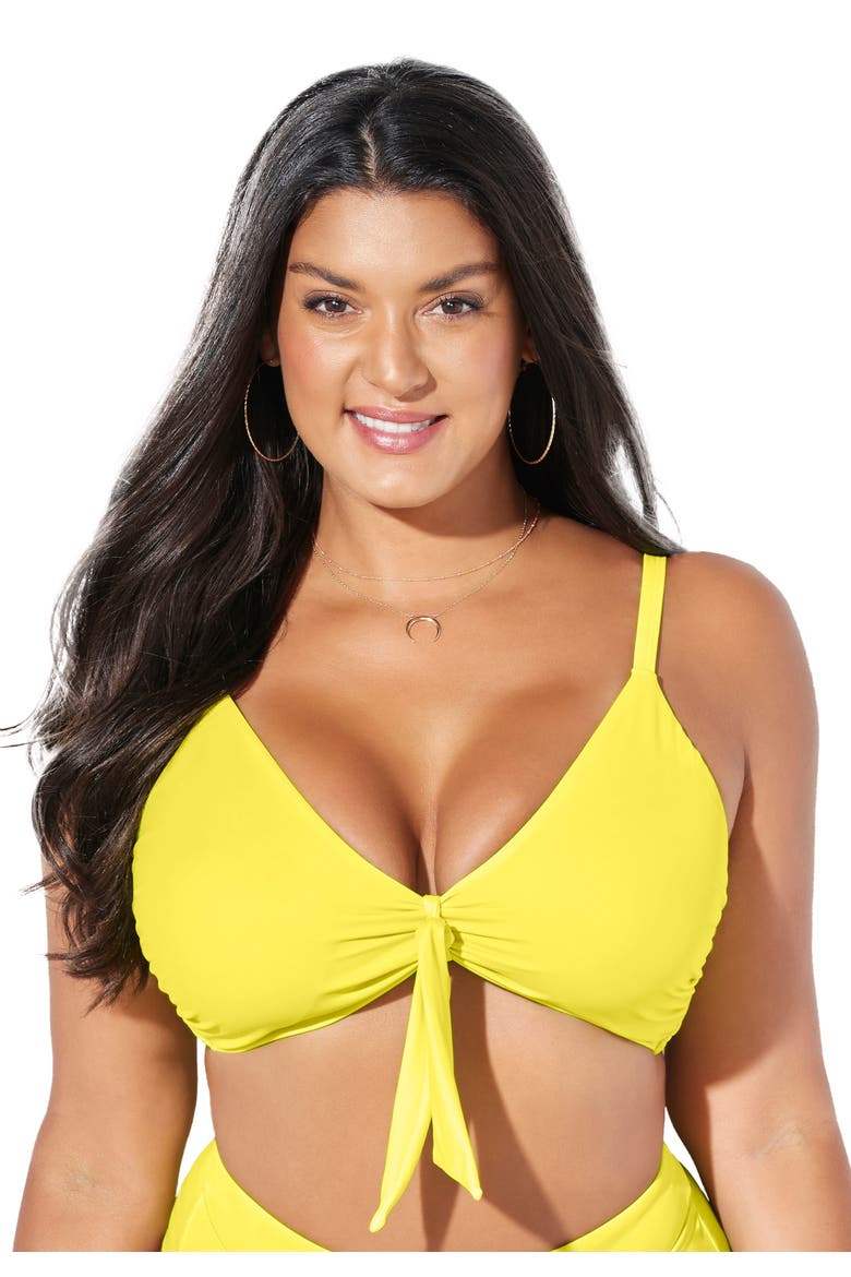 Mentor Tie Front Bikini Top (plus Available), Main, color, Pineapple