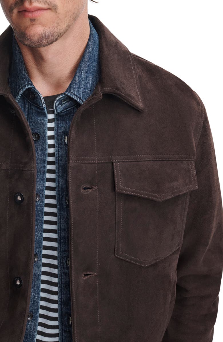 rag & bone Suede Trucker Jacket, Alternate, color, Brown