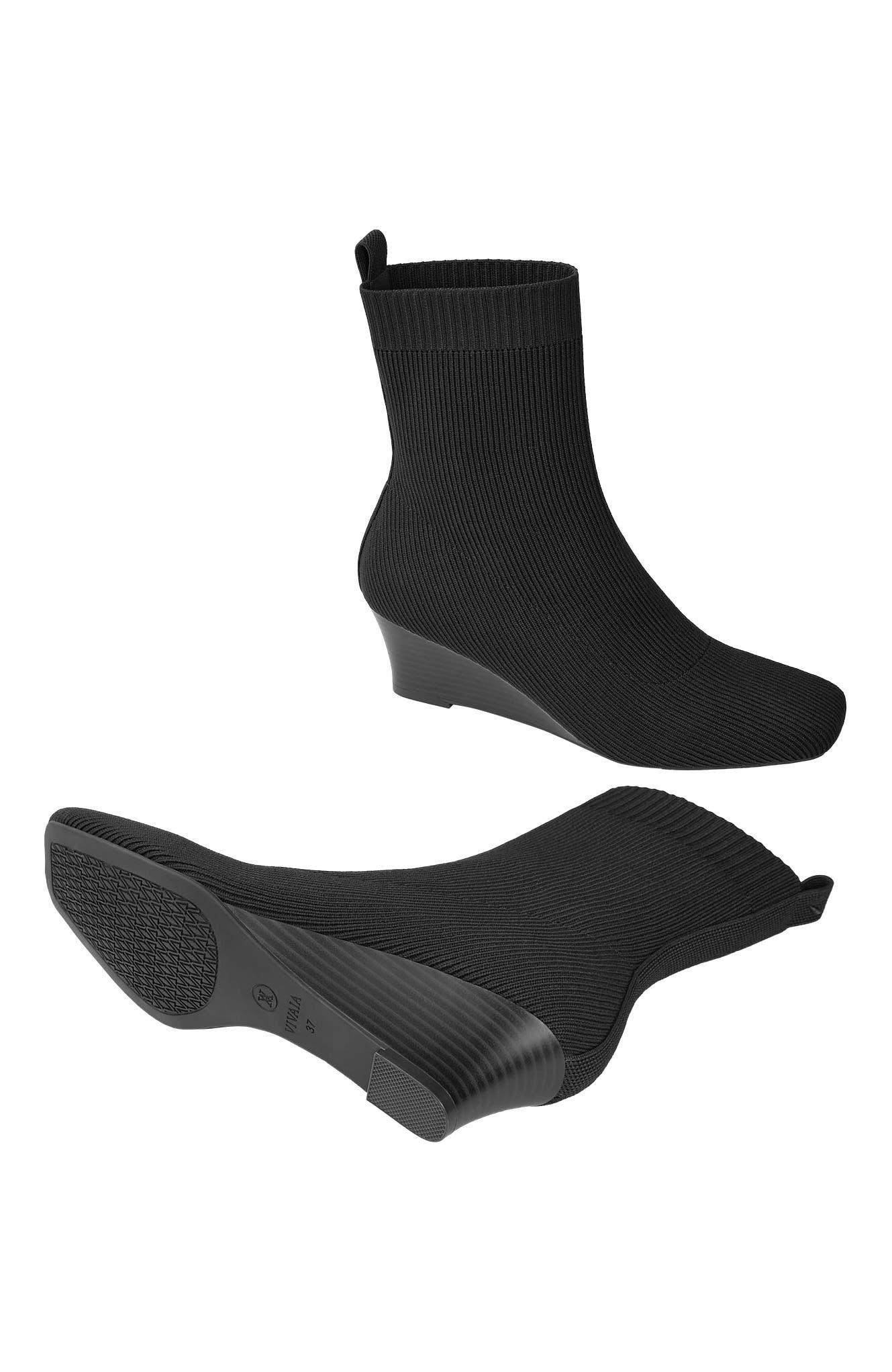 VIVAIA Margot Wedge Bootie Square-Toe Water-Repellent Boots, Alternate, color, Black
