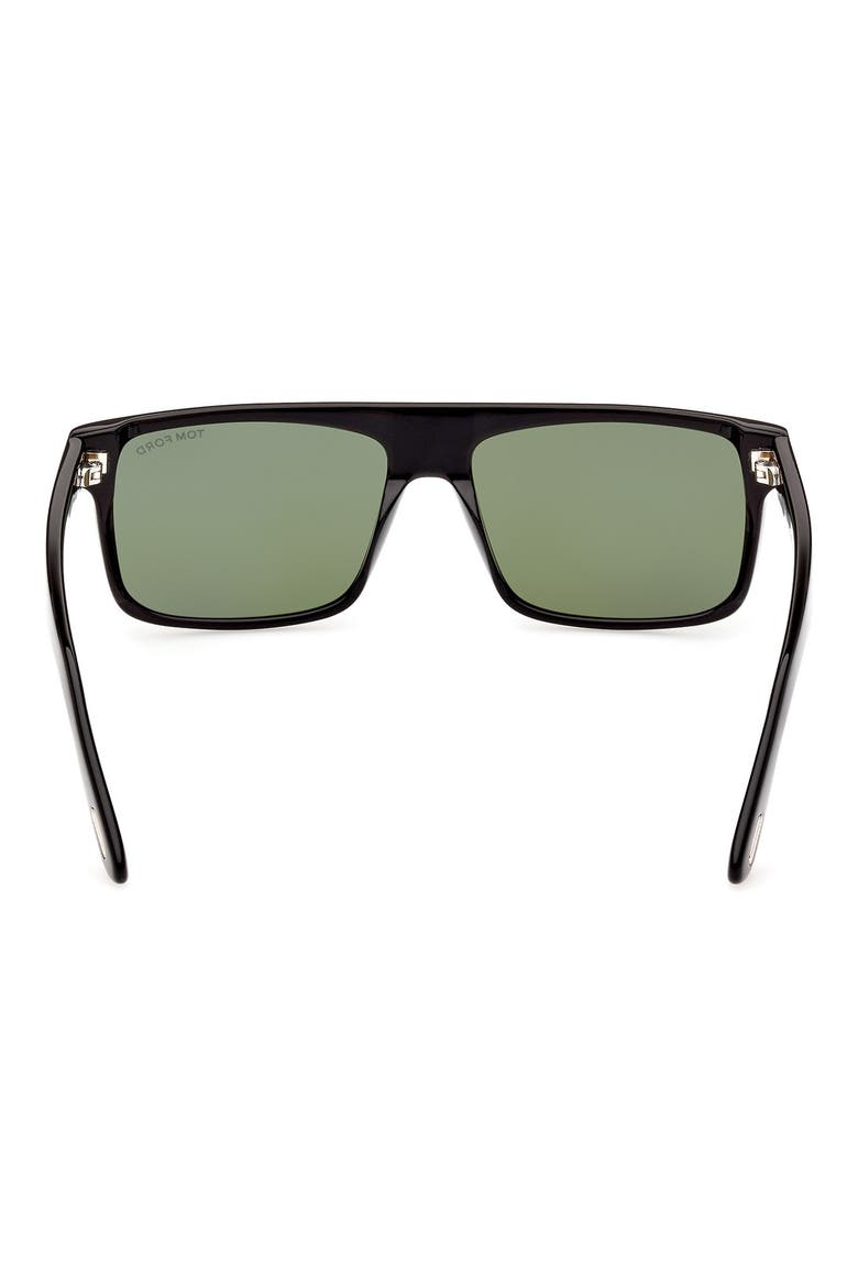 58mm Square Sunglasses, Alternate, color, SHINY BLACK / GREEN