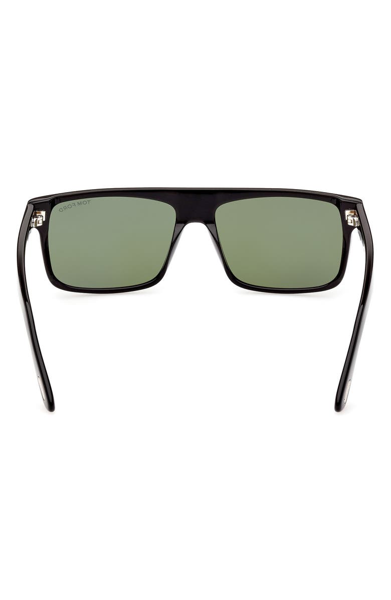 TOM FORD 58mm Square Sunglasses, Alternate, color, Shiny Black / Green