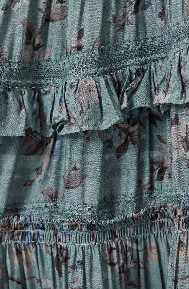 AllSaints Talia Floral Tiered Skirt, Alternate, color, Vine Lake Blue