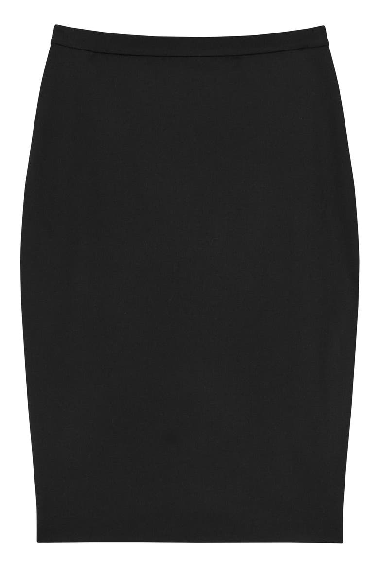 Trace Slim Fit Stretch Wool Skirt, Alternate, color, BLACK