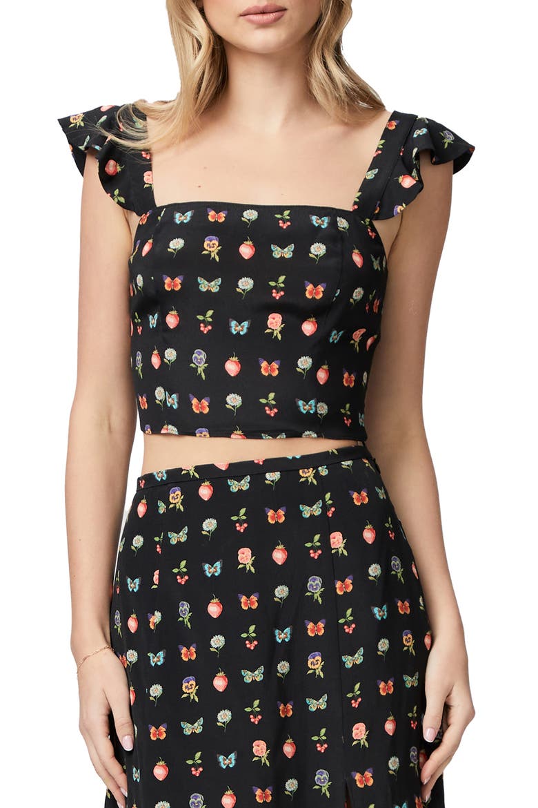 Naya Ruffle Strap Crop Tank, Main, color, BLK OBJCTS