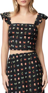 PAIGE Naya Ruffle Strap Crop Tank