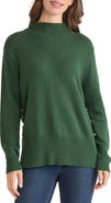 Jones New York Button Detail Rib Funnel Neck Sweater