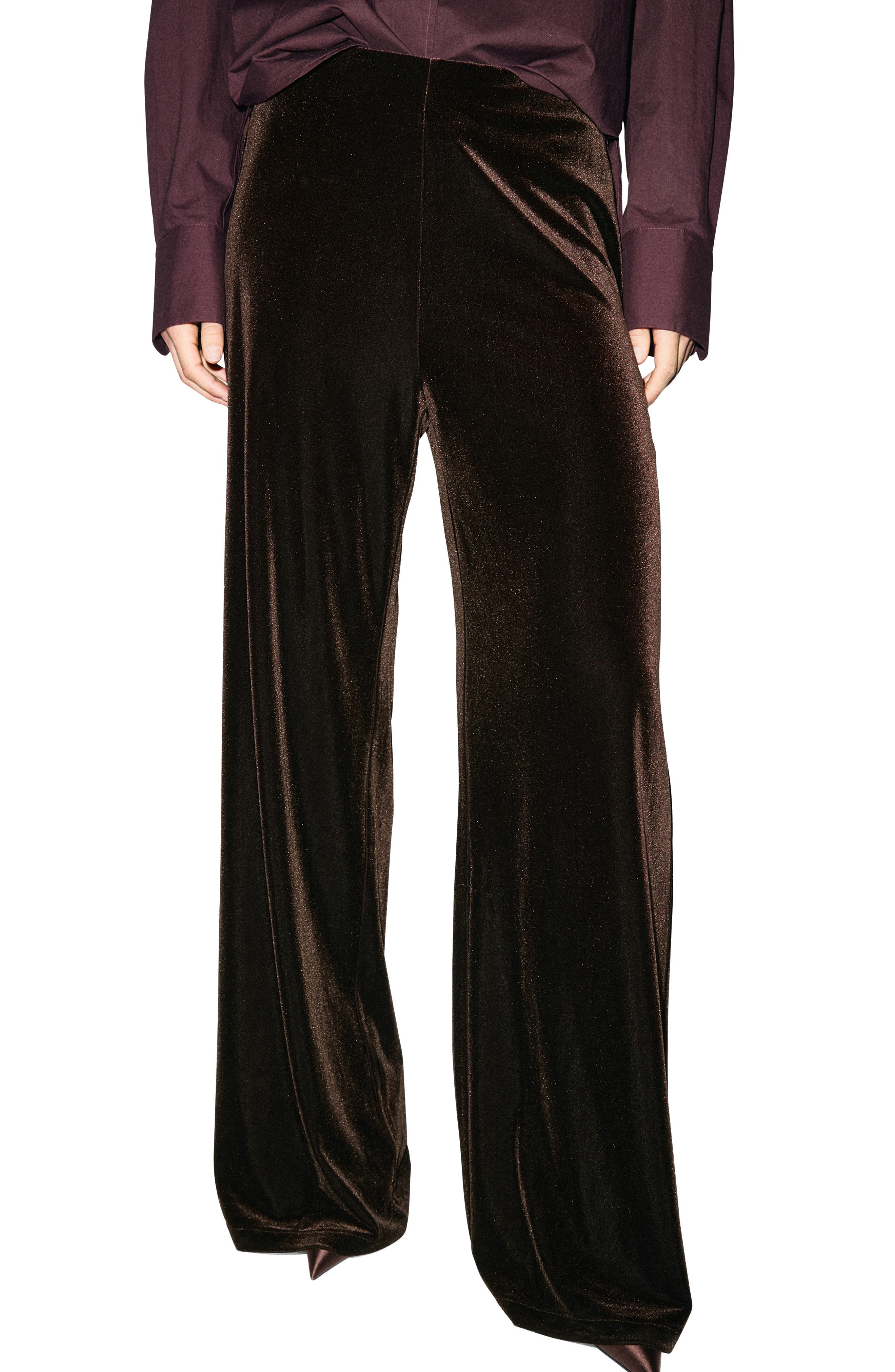 MANGO Wide Leg Velvet Pants