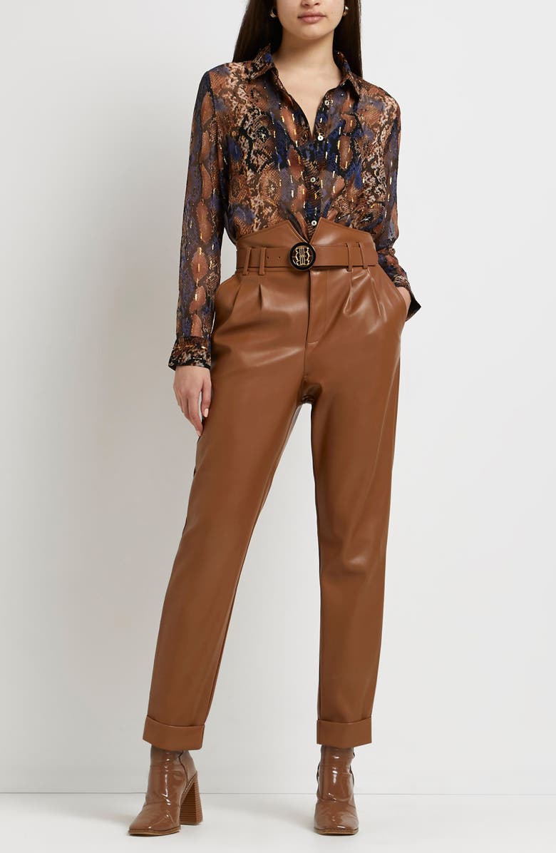 River Island Snakeskin Print Chiffon Top, Alternate, color,