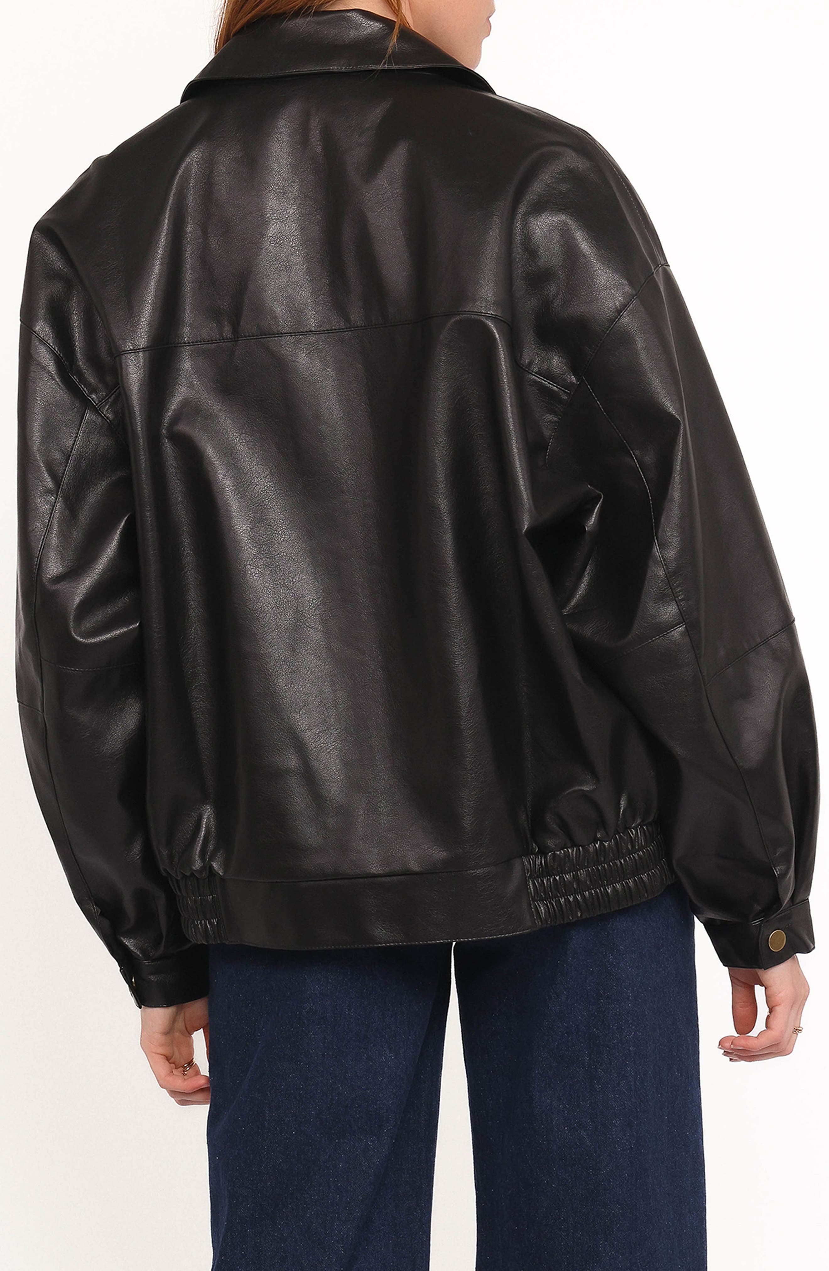 Zoe Faux Leather Bomber Jacket - image 2