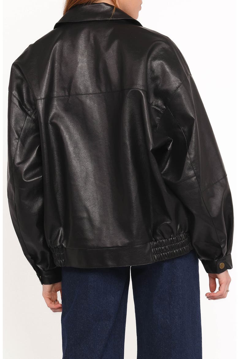 Zoe Faux Leather Bomber Jacket, Alternate, color, BLACK