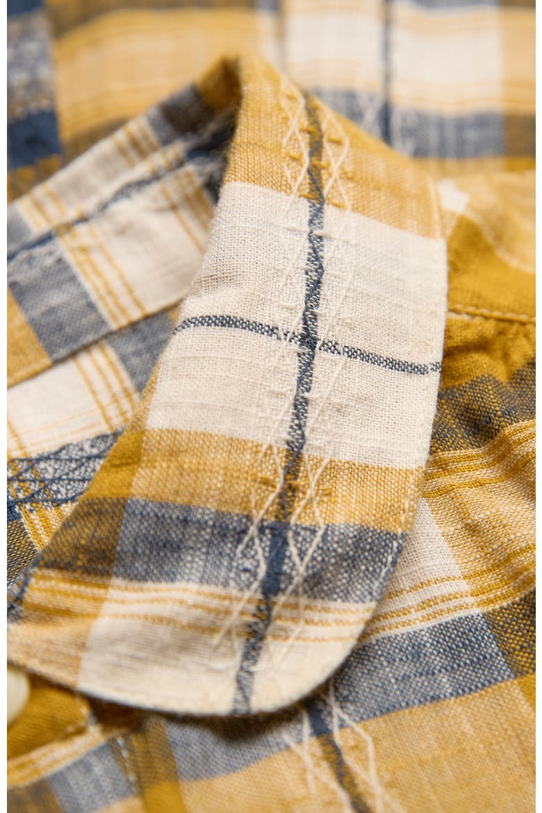 Peter Pan Collar Checked Blouse, Alternate, color, Yellow Large Check